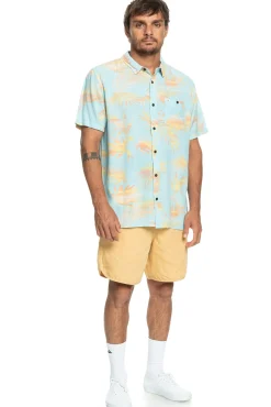 Quiksilver Ripped Up - Camisa De Manga Corta Para Hombre Azul Medio Hot