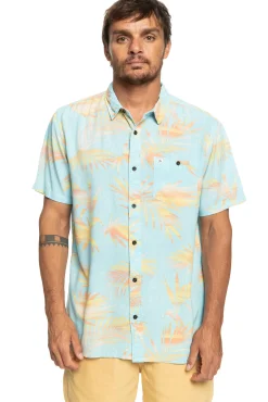 Quiksilver Ripped Up - Camisa De Manga Corta Para Hombre Azul Medio Hot