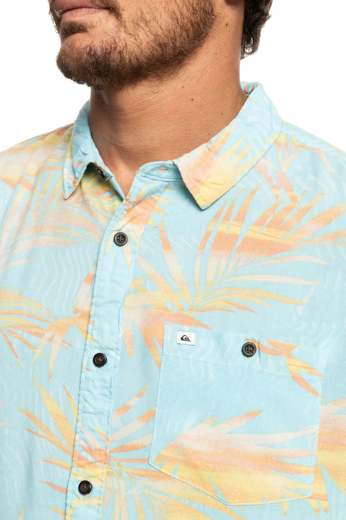 Quiksilver Ripped Up - Camisa De Manga Corta Para Hombre Azul Medio Hot