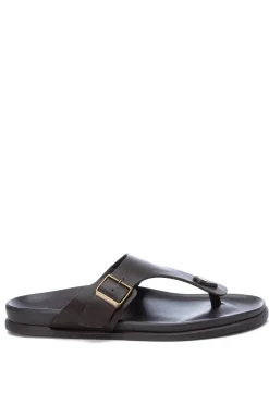 Xti Sandalia De Material Que Imita La Piel De Hombre, Marron Oscuro Outlet