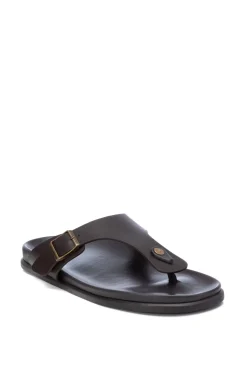 Xti Sandalia De Material Que Imita La Piel De Hombre, Marron Oscuro Outlet