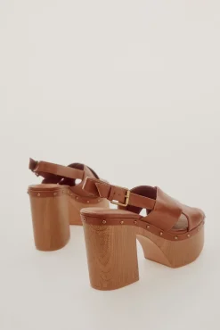Slowlove Sandalia Plataforma Estilo Madera Vino Discount