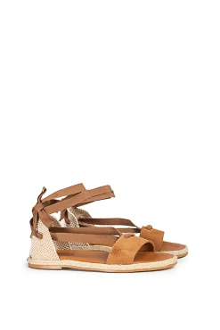 Popa Sandalias Clara Laz Serraje Cuero Marron