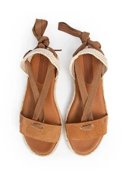 Popa Sandalias Clara Laz Serraje Cuero Marron