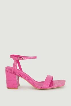 Pimkie Sandalias Con Tiras Efecto Cocodrilo Rosa