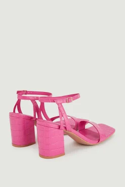Pimkie Sandalias Con Tiras Efecto Cocodrilo Rosa