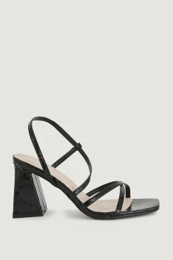 Pimkie Sandalias Con Tiras Efecto Serpiente Negro Best