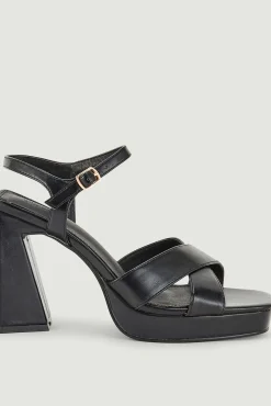 Pimkie Sandalias De Plataforma Y Tacon Trapecio Negro
