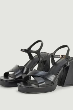 Pimkie Sandalias De Plataforma Y Tacon Trapecio Negro