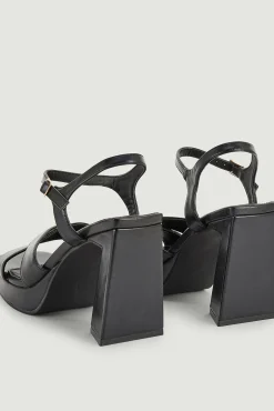 Pimkie Sandalias De Plataforma Y Tacon Trapecio Negro