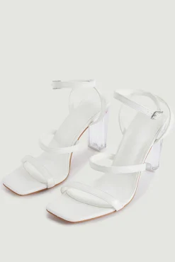 Pimkie Sandalias De Tacon De Plexiglas Blanco Best