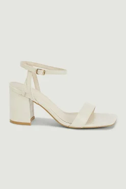 Pimkie Sandalias De Tacon Efecto Cocodrilo Blanco