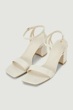 Pimkie Sandalias De Tacon Efecto Cocodrilo Blanco