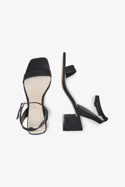 Only Sandalias Tacon Ancho Negro New