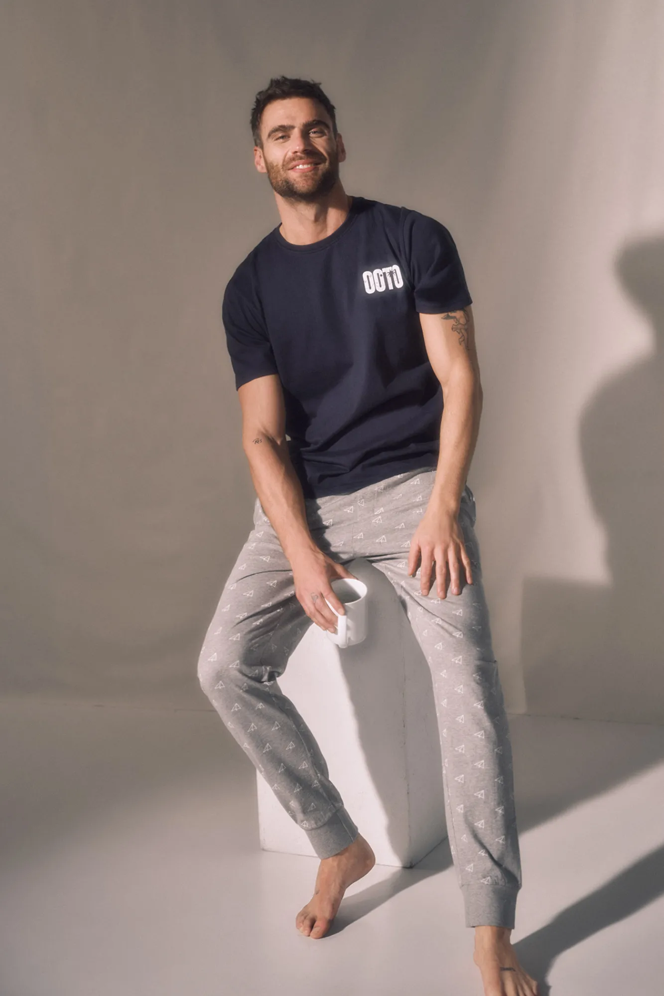 Ooto Set Pijama Manga Corta. Azul Marino Outlet