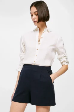 * Short Liso Lino Viscosa Navy Online