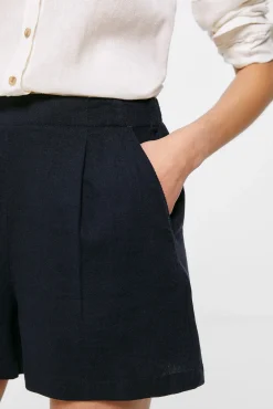 * Short Liso Lino Viscosa Navy Online