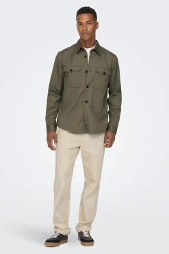 Only & Sons Sobrecamisa Marron Medio