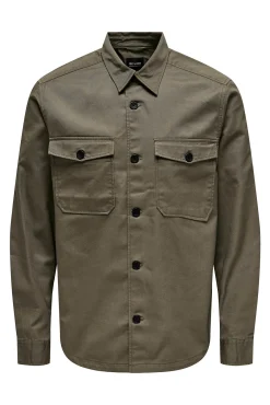 Only & Sons Sobrecamisa Marron Medio