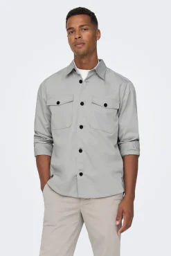 Only & Sons Sobrecamisa Gris Medio