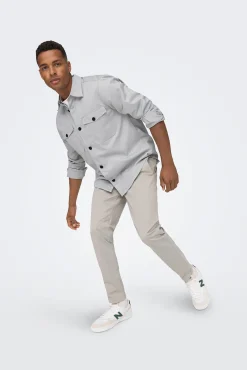 Only & Sons Sobrecamisa Gris Medio