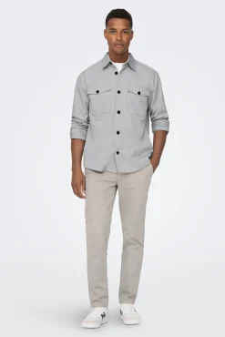 Only & Sons Sobrecamisa Gris Medio