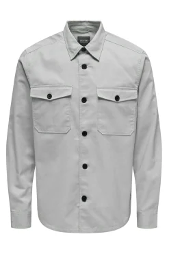 Only & Sons Sobrecamisa Gris Medio