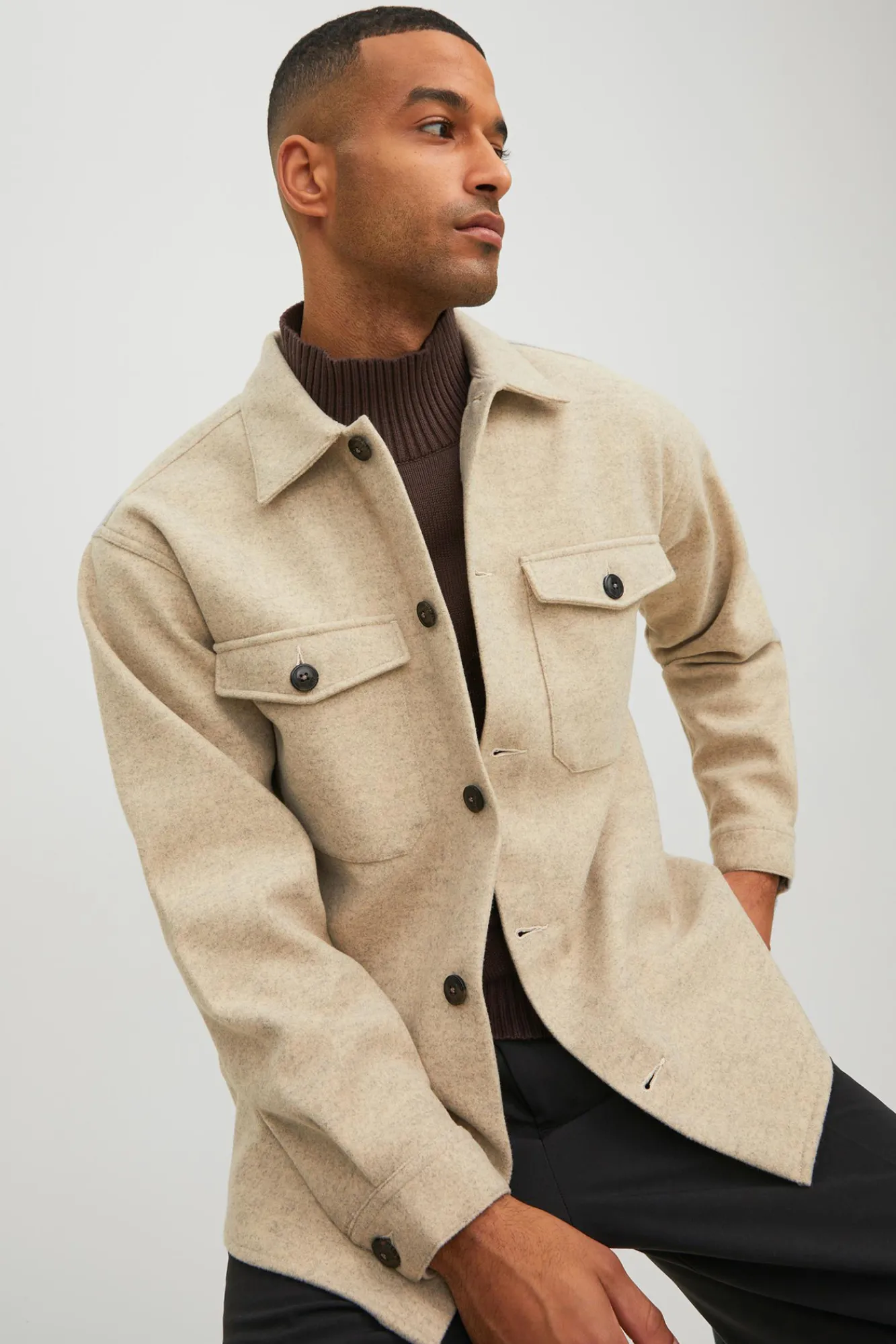Jack & Jones Sobrecamisa Cuello Camisero Marron Best