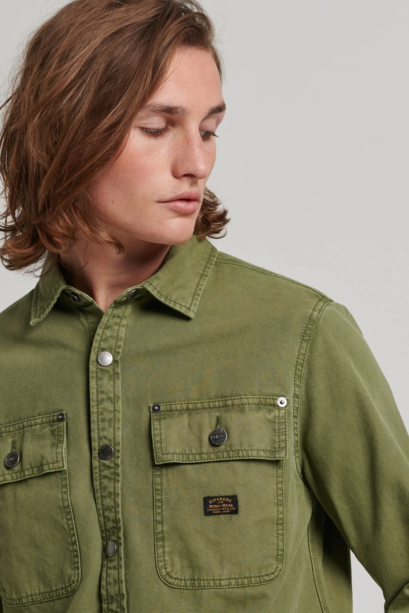 Superdry Sobrecamisa De Lona Kaki Oscuro