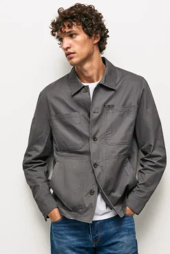 Pepe Jeans Sobrecamisa Hombre Gris Oscuro Discount