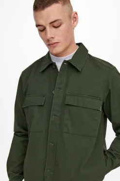 Only & Sons Sobrecamisa Lisa Verde New