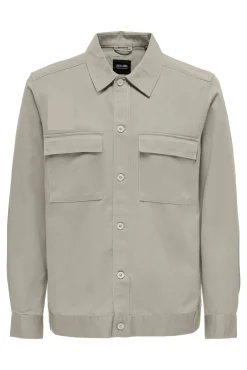 Only & Sons Sobrecamisa Lisa Gris Medio