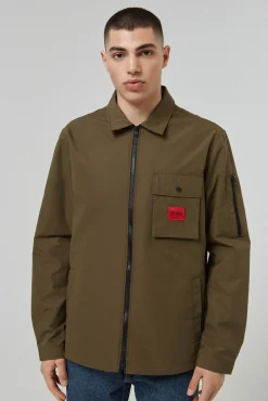 HUGO Sobrecamisa Lona Verde Outlet