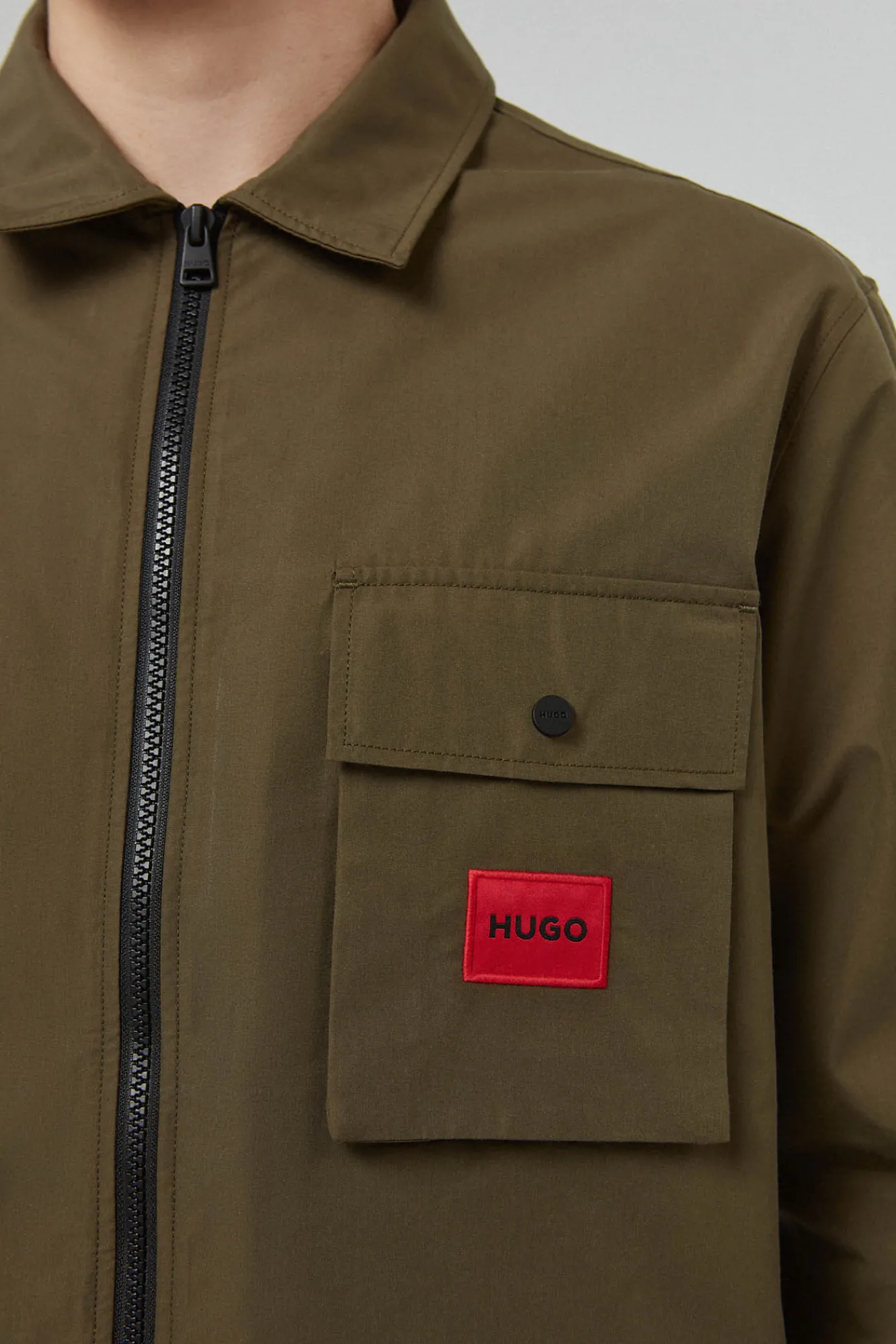 HUGO Sobrecamisa Lona Verde Outlet