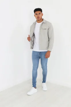 Brave Soul Sobrecamisa Regular Cremallera Gris Claro Online