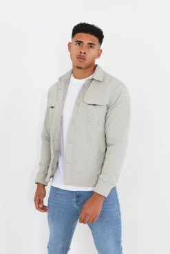 Brave Soul Sobrecamisa Regular Cremallera Gris Claro Online