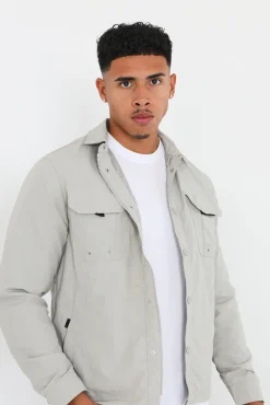 Brave Soul Sobrecamisa Regular Cremallera Gris Claro Online