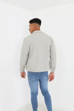 Brave Soul Sobrecamisa Regular Cremallera Gris Claro Online