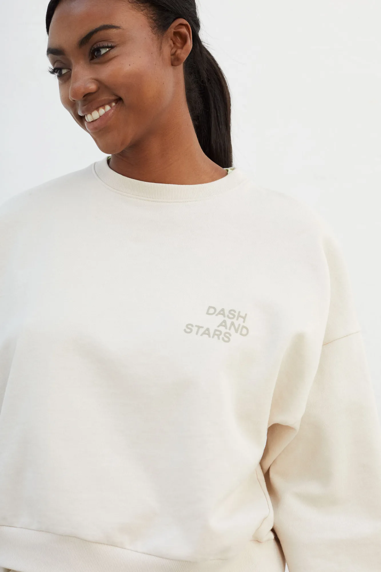 Dash and Stars Sudadera 100% Algodon Blanca Beige Online
