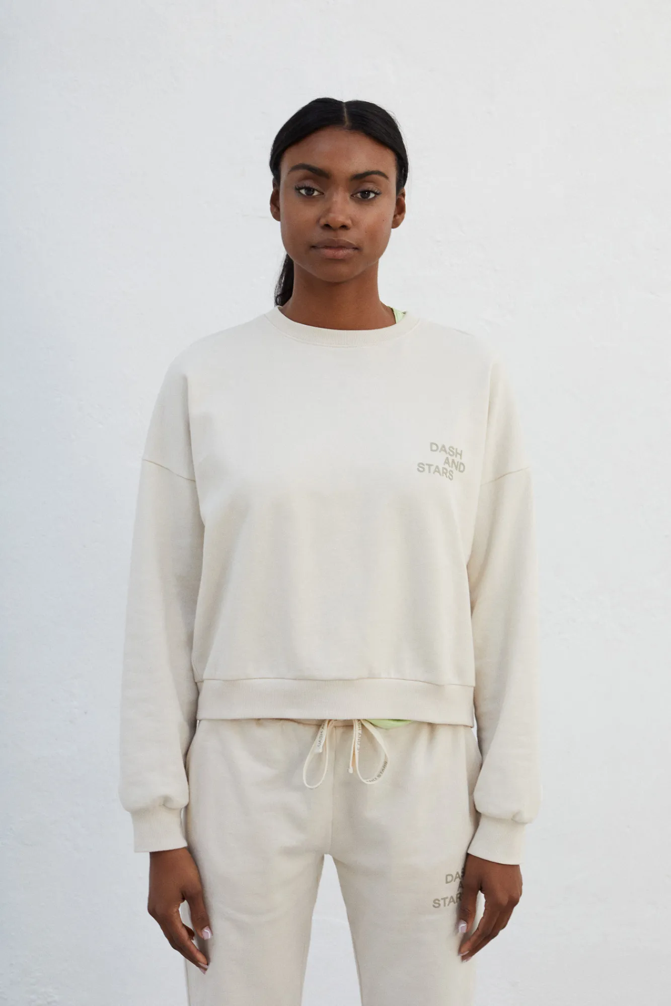 Dash and Stars Sudadera 100% Algodon Blanca Beige Online
