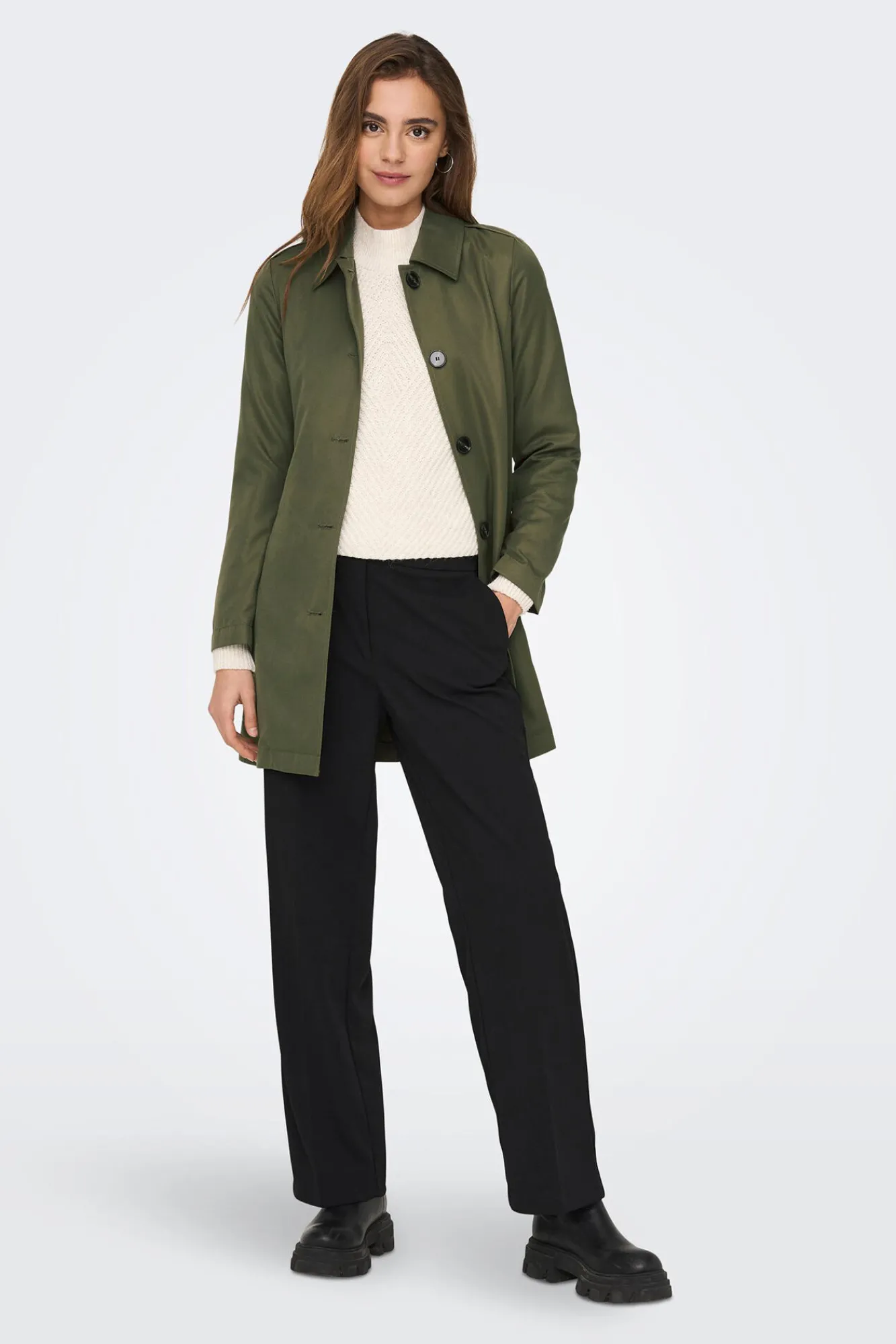 Only Trench Cinturon Verde
