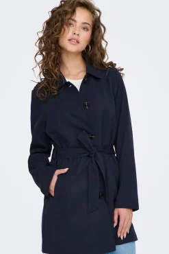 Only Trench Cinturon Azul Medio Hot