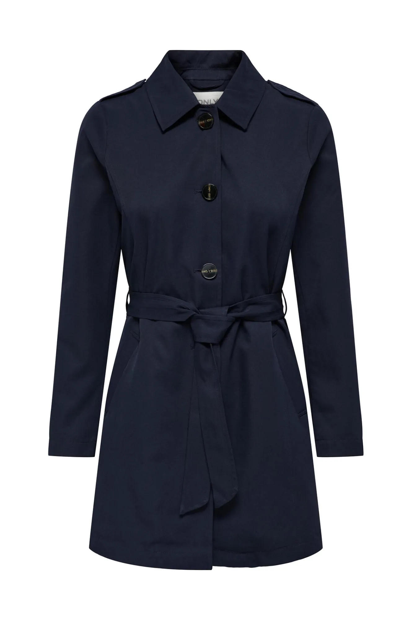 Only Trench Cinturon Azul Medio Hot