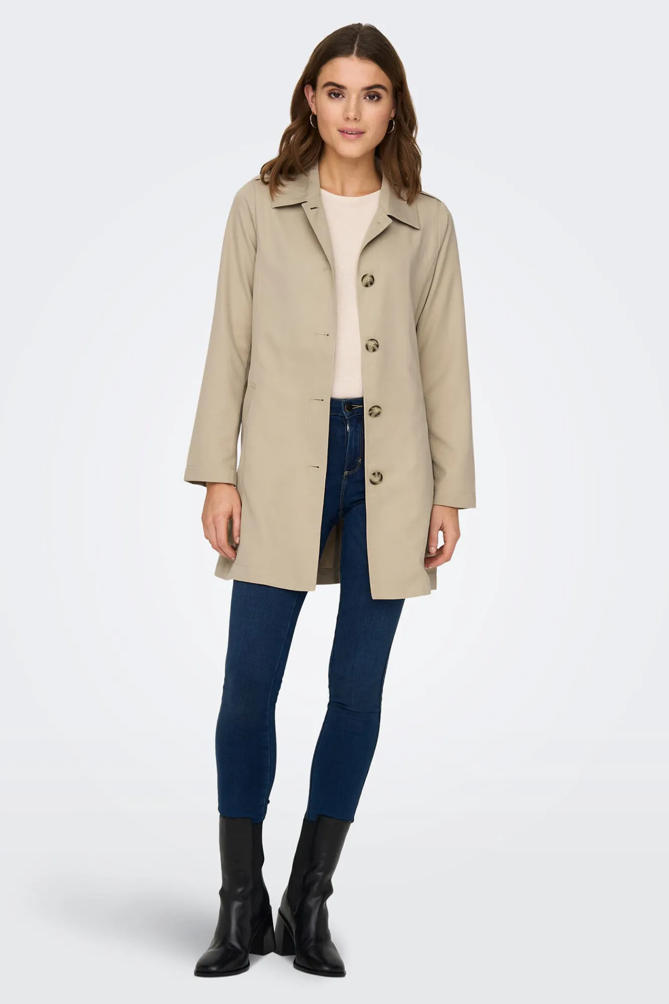 Only Trench Cinturon Beige Medio