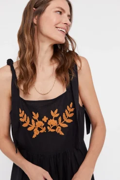 Cortefiel Vestido Bordado Negro