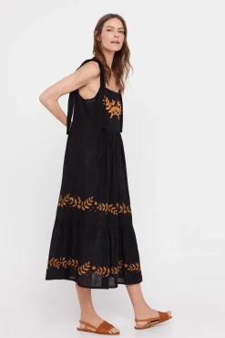 Cortefiel Vestido Bordado Negro