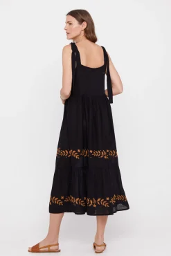 Cortefiel Vestido Bordado Negro