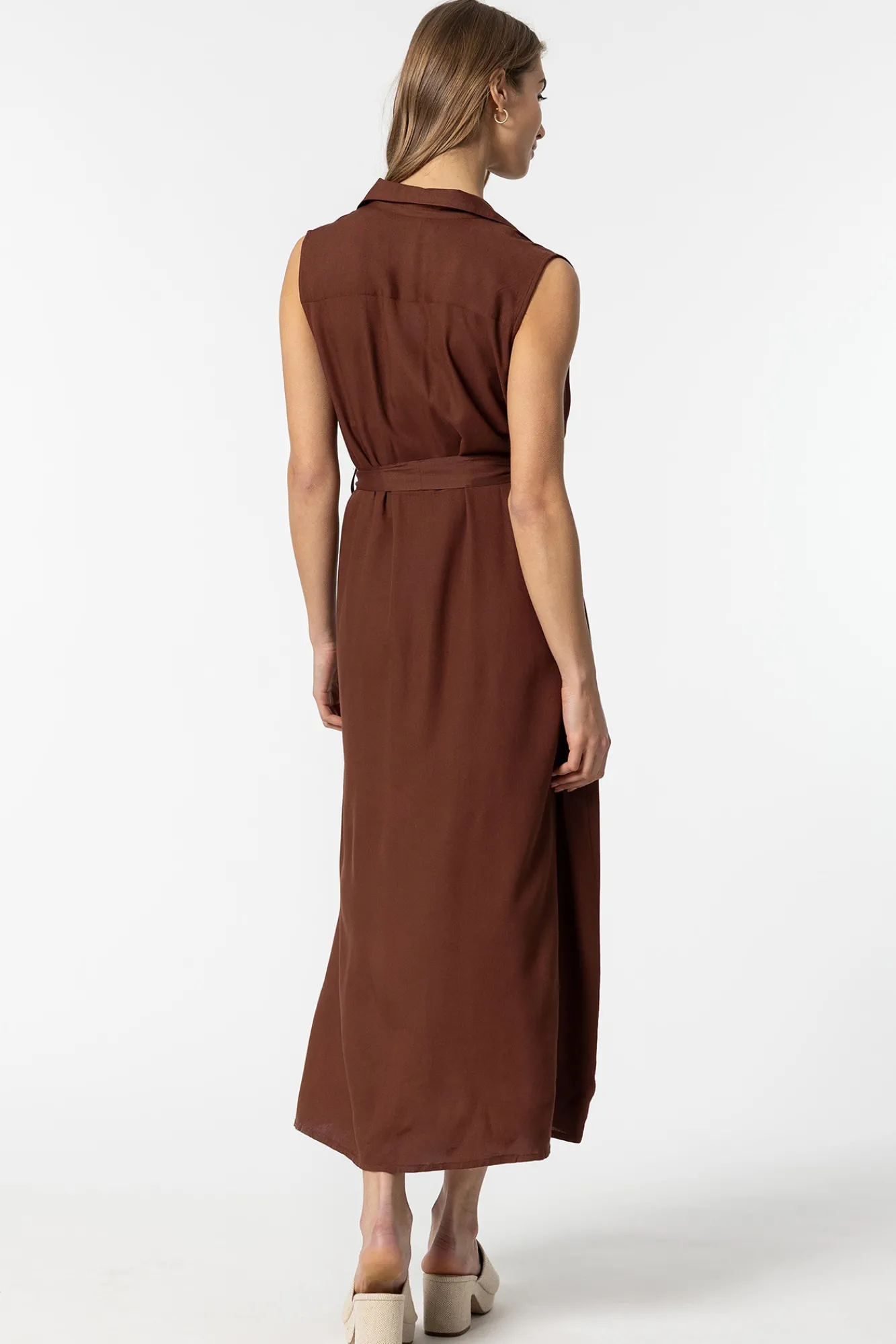 Tiffosi Vestido Camisero Con Cinturon Marron Medio Sale