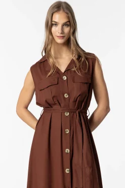 Tiffosi Vestido Camisero Con Cinturon Marron Medio Sale