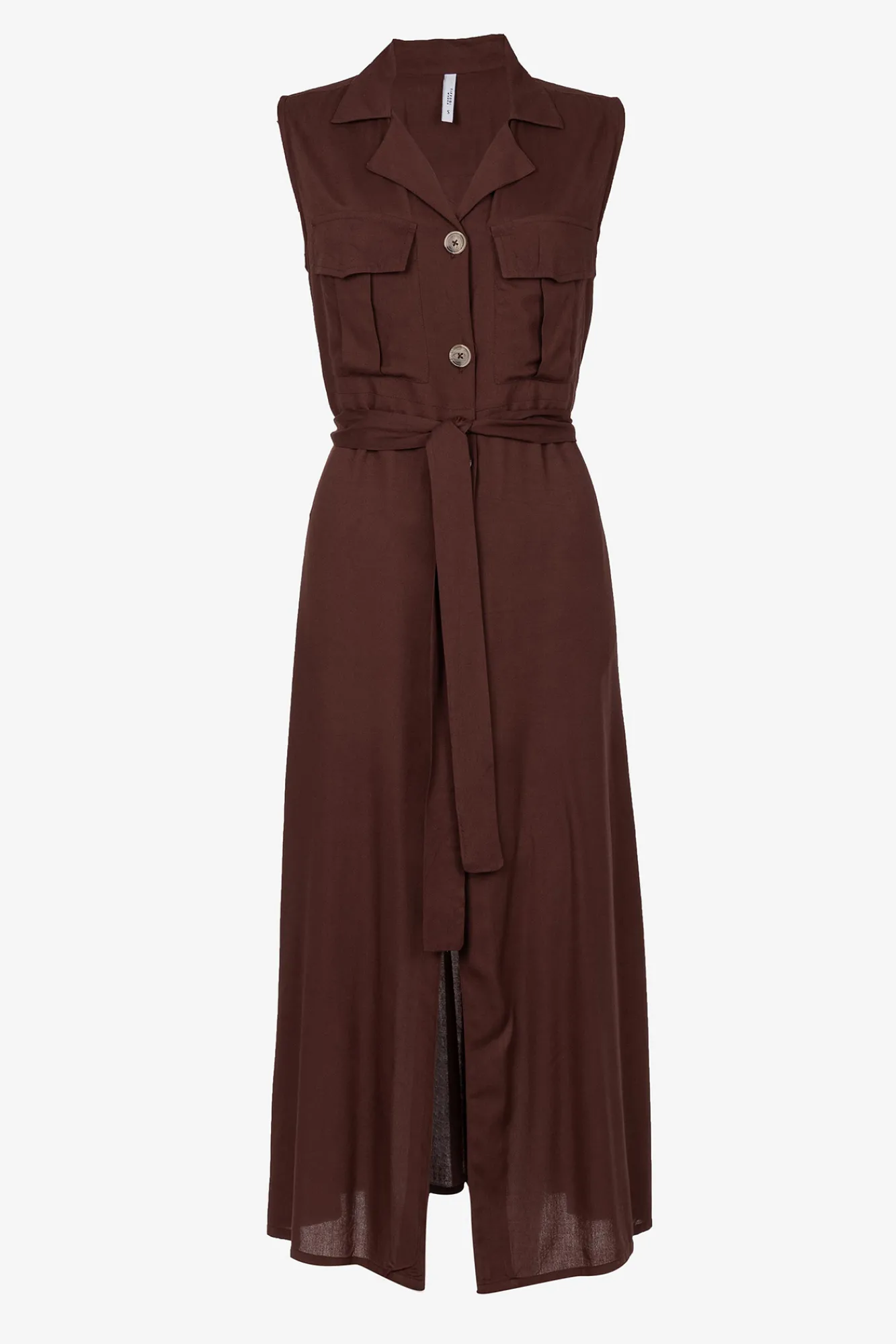 Tiffosi Vestido Camisero Con Cinturon Marron Medio Sale